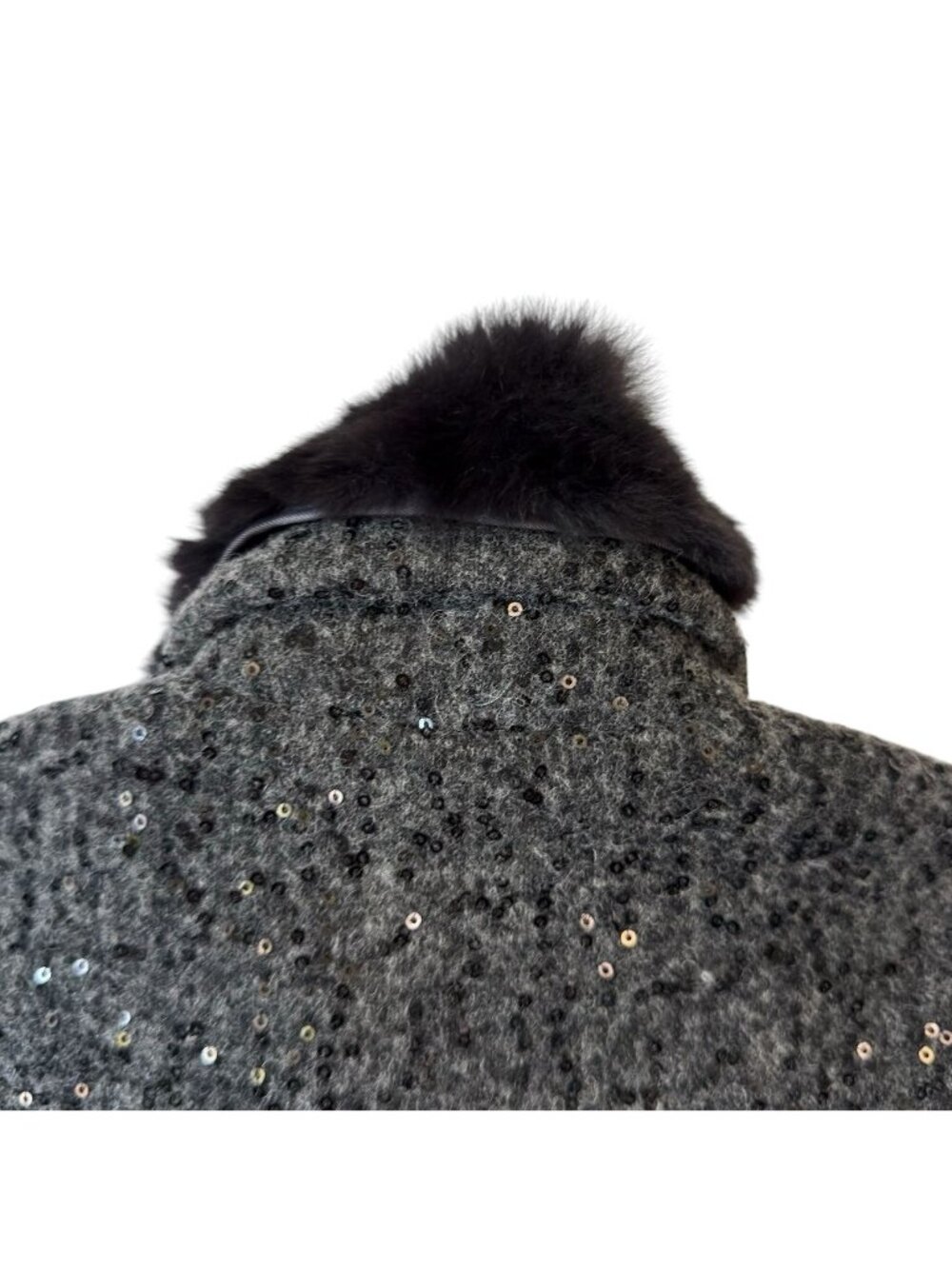 Blumarine Girls 3T Coat Wool Blend Black w Logo Detachable Faux Fur Collar Italy - Picture 9 of 16